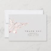 Met de hand getekende roze gouden wilde bloemen El Bedankkaart (Voorkant)