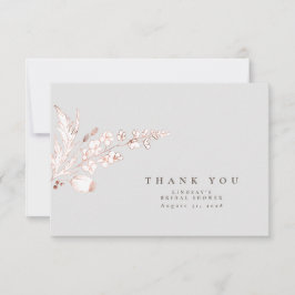 Met de hand getekende Roze Gouden Wilde Bloemen El Bedankkaart