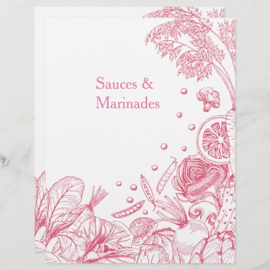 Met de hand getekende roze groenten Recipcategorie (Voorkant / Achterkant)