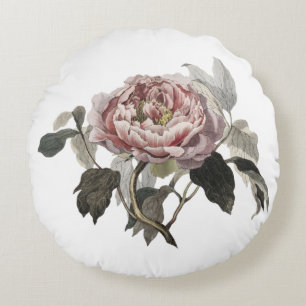 Met de hand getekende roze koolroos (PERSONALISEER Rond Kussen