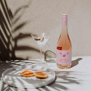 Met de hand getekende roze lippen Valentijnsdag Br Sparkling Wijnetiket