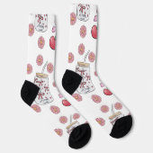 Met de hand getekende roze meisjesachtige elemente sokken (Rechts)
