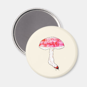 Met de hand getekende roze paddestoel Cute Pastel Magneet