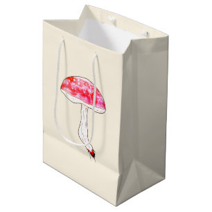 Met de hand getekende roze paddestoel Cute Pastel  Medium Cadeauzakje