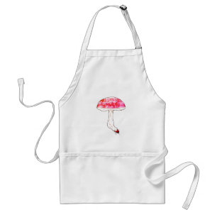 Met de hand getekende roze paddestoel Cute Pastel Standaard Schort