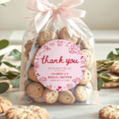 Met de Hand Getekende Roze Rode Harten Valentijn B Ronde Sticker