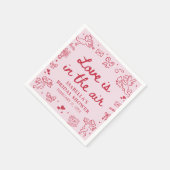 Met de Hand Getekende Roze Rode Harten Valentijn B Servet (Hoek)