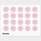 Met de Hand Getekende Roze Rode Harten Valentijns Ronde Sticker (Vel)