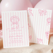 Met de hand getekende roze schelp babyshower uitno kaart