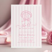 Met de hand getekende roze schelp babyshower uitno kaart