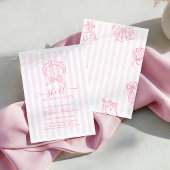 Met de hand getekende roze schelp babyshower uitno kaart