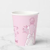 Met de Hand Getekende Roze Strik Trouwjurk Bruids  Papieren Bekers (Achterkant)