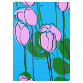 Met de hand getekende roze tulpen op Sky Blue Klembord (Achterkant)