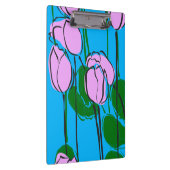 Met de hand getekende roze tulpen op Sky Blue Klembord (Rechts)
