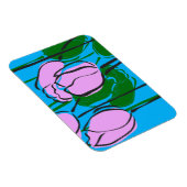 Met de hand getekende roze tulpen op Sky Blue Magneet (Rechterzijde)