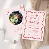 Met de hand getekende roze uitnodiging voor eindex