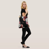 Met de Hand Getekende Rozen Bloem Zwart Tote Bag (Op model)