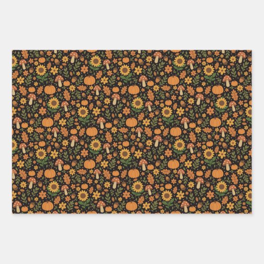 Met de Hand Getekende Rustieke Herfstpatroon Inpak Inpakpapier Vel (Voorkant 2)