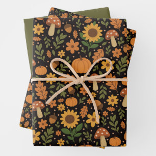 Met de Hand Getekende Rustieke Herfstpatroon Inpak Inpakpapier Vel