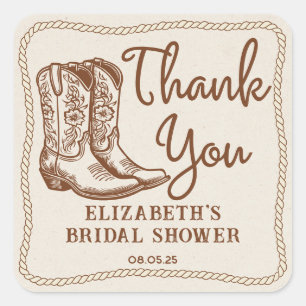 Met de Hand Getekende Rustieke Western Cowgirl Laa Vierkante Sticker
