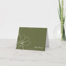 Met de hand getekende rustieke wilde bloem groene  notitiekaartje