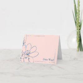 Met de hand getekende rustieke wilde bloem Roze pe Notitiekaartje