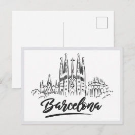 Met de hand getekende Sagrada Familia Barcelona Sp Briefkaart
