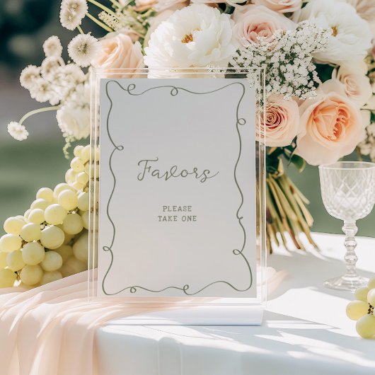 Met de hand getekende saliegroene kader gunsten poster