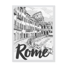 Met de hand getekende scène met Rome Italië landma