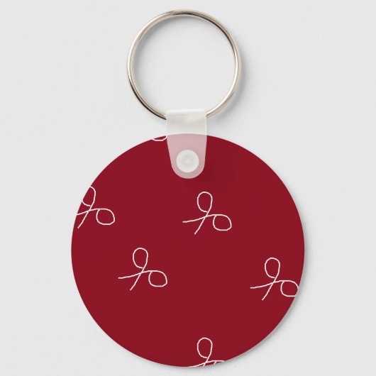 Met de hand getekende schaar op maroon red sleutelhanger (Voorkant)