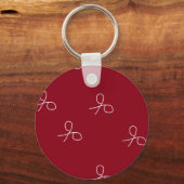 Met de hand getekende schaar op maroon red sleutelhanger (Voorkant)