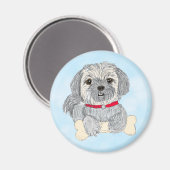 Met de hand getekende schattige kleine Shiatsu of  Magneet (Voorkant / Achterkant)