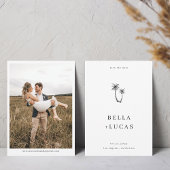 Met de hand getekende schets palmboom foto trouwwe save the date