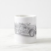 met de hand getekende  schets van de brandweerwage koffiemok (Center)