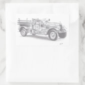 met de hand getekende schets van de brandweerwage rechthoekige sticker (Tas)