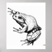 met de hand getekende schets van kikker in Ukiyo-E Poster (Voorkant)