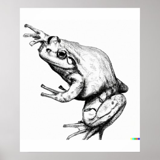 met de hand getekende schets van kikker in Ukiyo-E Poster (Voorkant)