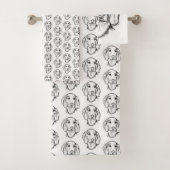 met de hand getekende schets zwarte witte puppy bad handdoek (Insitu)