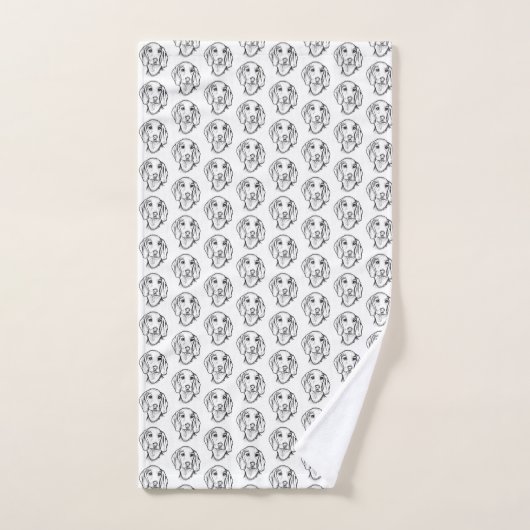 met de hand getekende schets zwarte witte puppy bad handdoek (Handdoek)