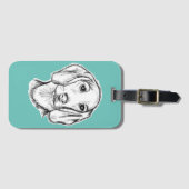 met de hand getekende schets zwarte witte puppy bagagelabel (Voorkant (horizontaal))