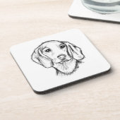 met de hand getekende schets zwarte witte puppy bier onderzetter (Linkerzijde)