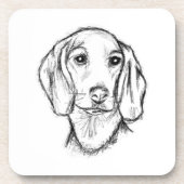 met de hand getekende schets zwarte witte puppy bier onderzetter (Voorkant)