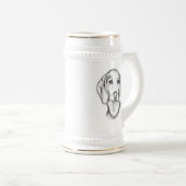 met de hand getekende schets zwarte witte puppy bierpul (Voorkant rechts)