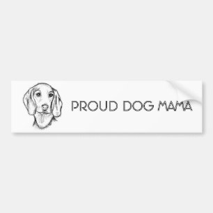 met de hand getekende schets zwarte witte puppy bumpersticker