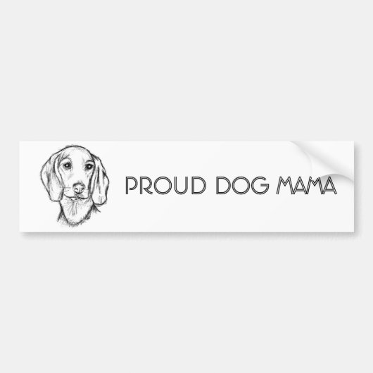 met de hand getekende schets zwarte witte puppy bumpersticker (Voorkant)