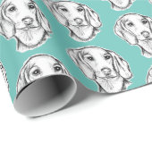 met de hand getekende schets zwarte witte puppy cadeaupapier (Rol Hoek)