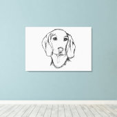 met de hand getekende schets zwarte witte puppy canvas afdruk (Insitu (Houten vloer))