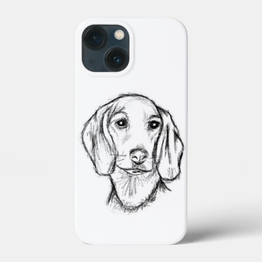 met de hand getekende schets zwarte witte puppy Case-Mate iPhone case (Achterkant)