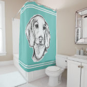 met de hand getekende schets zwarte witte puppy douchegordijn (In situ)