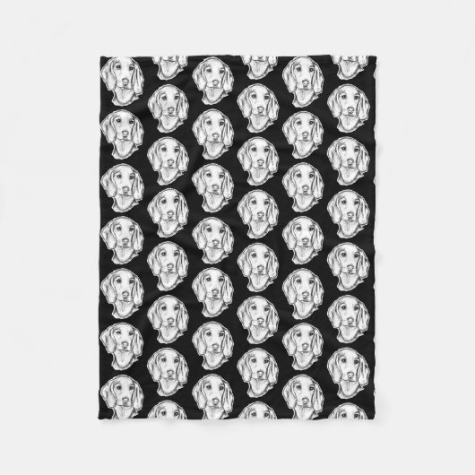 met de hand getekende schets zwarte witte puppy fleece deken (Voorkant)